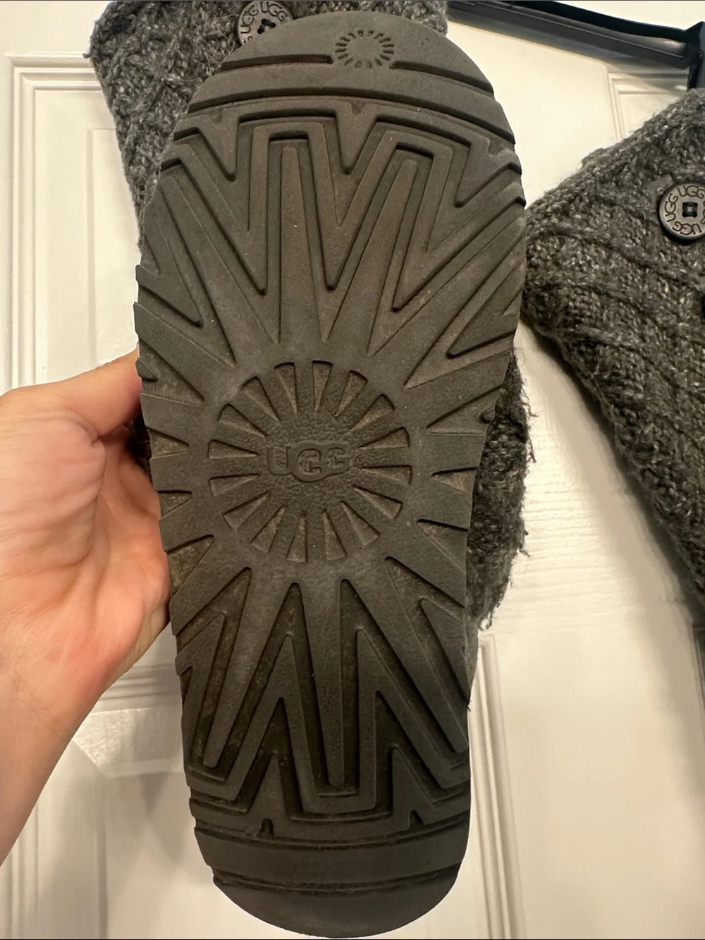 UGG Charcoal Gray Over-the-Knee Knit Button Boots